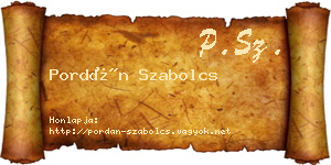 Pordán Szabolcs névjegykártya